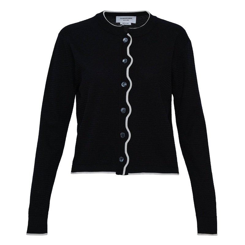 Textured Stitch Crew Neck Cardigan Women