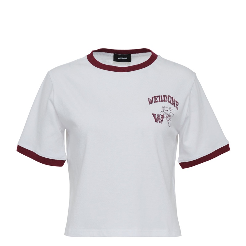 Wine Womens Varsity Bear Ringer T-Shirt
