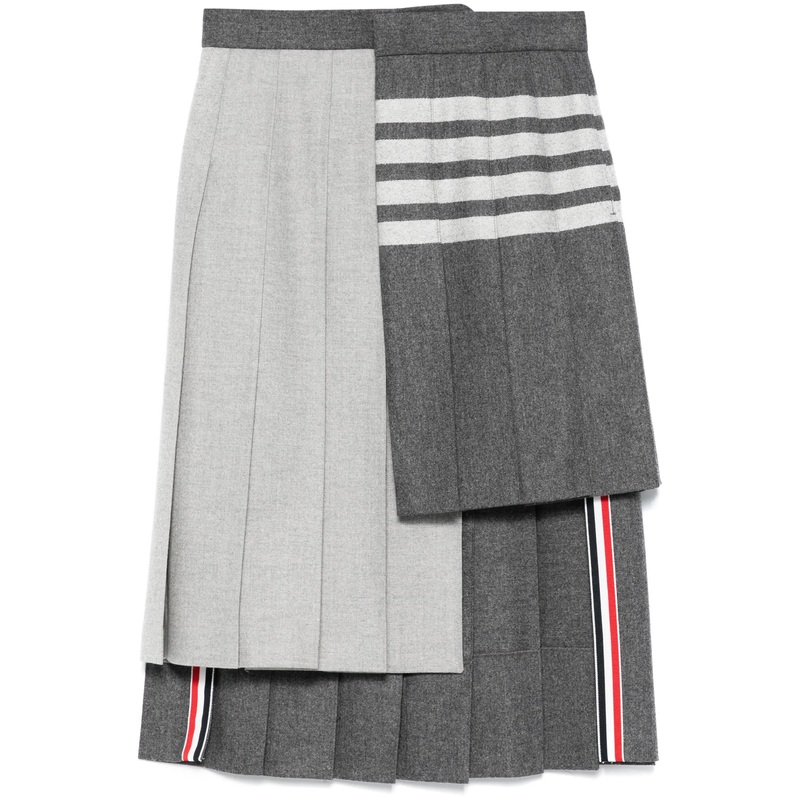 Wool Flannel 4-Bar Pleated Skirt Women