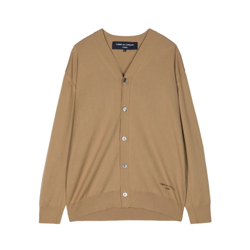 Worsted Wool Jersey Logo Embroidery Cardigan