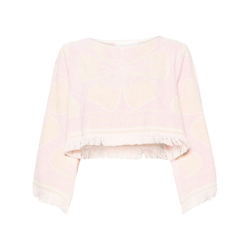 Pop Long Sleeve Towelling Cropped Top
