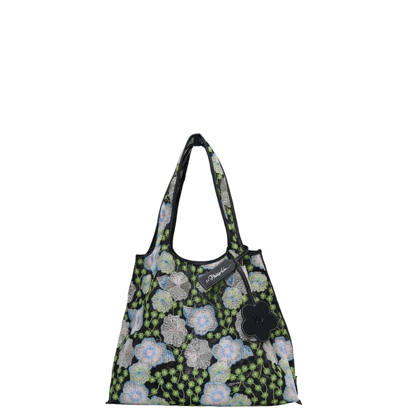 Embroidered Floral Mesh Market Bag