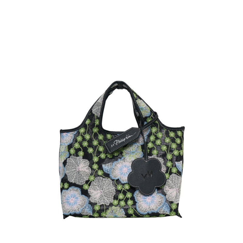 Embroidered Floral Mesh Mini Market Bag