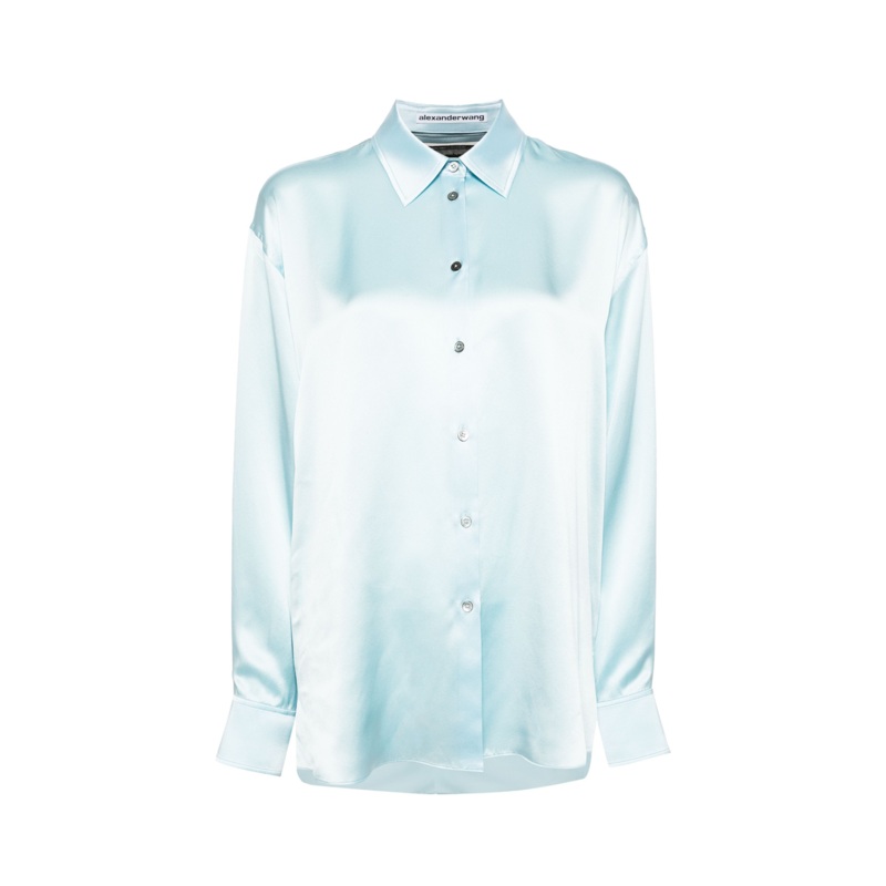 Logo Cutout Shirt In Silk Charmeuse