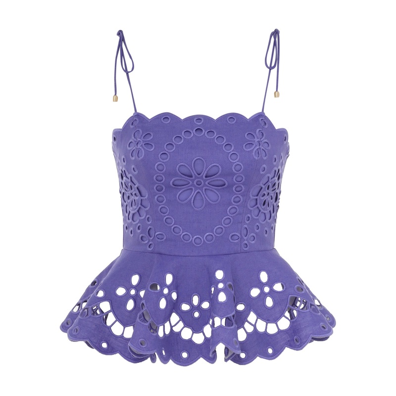 Pop Embroidered Scallop Top