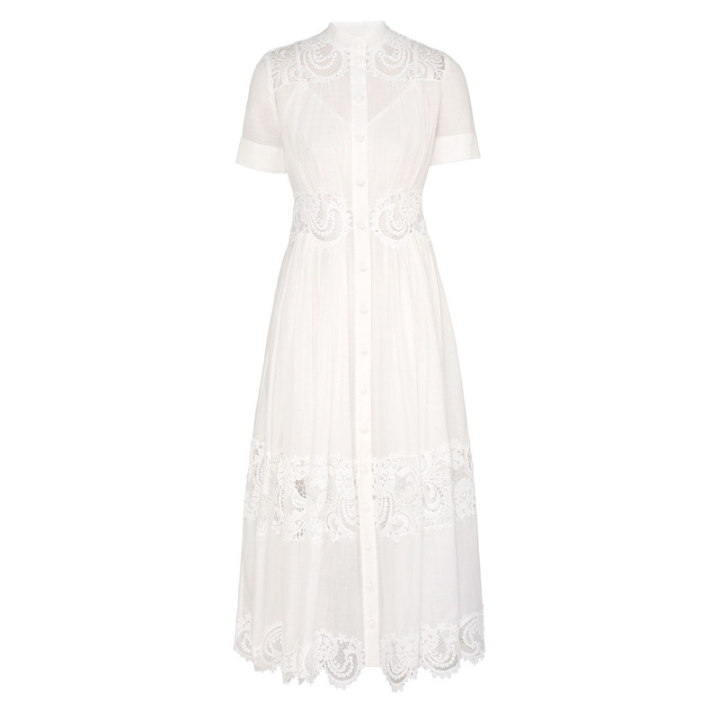 Pop Lace Trimmed Midi Dress