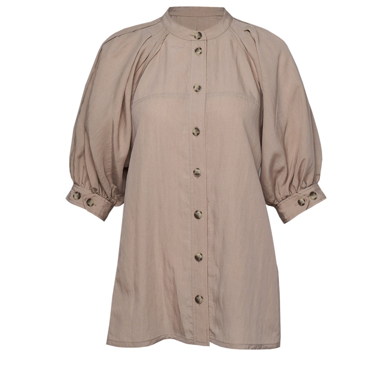 Relaxed Lantern Sleeve Button Top