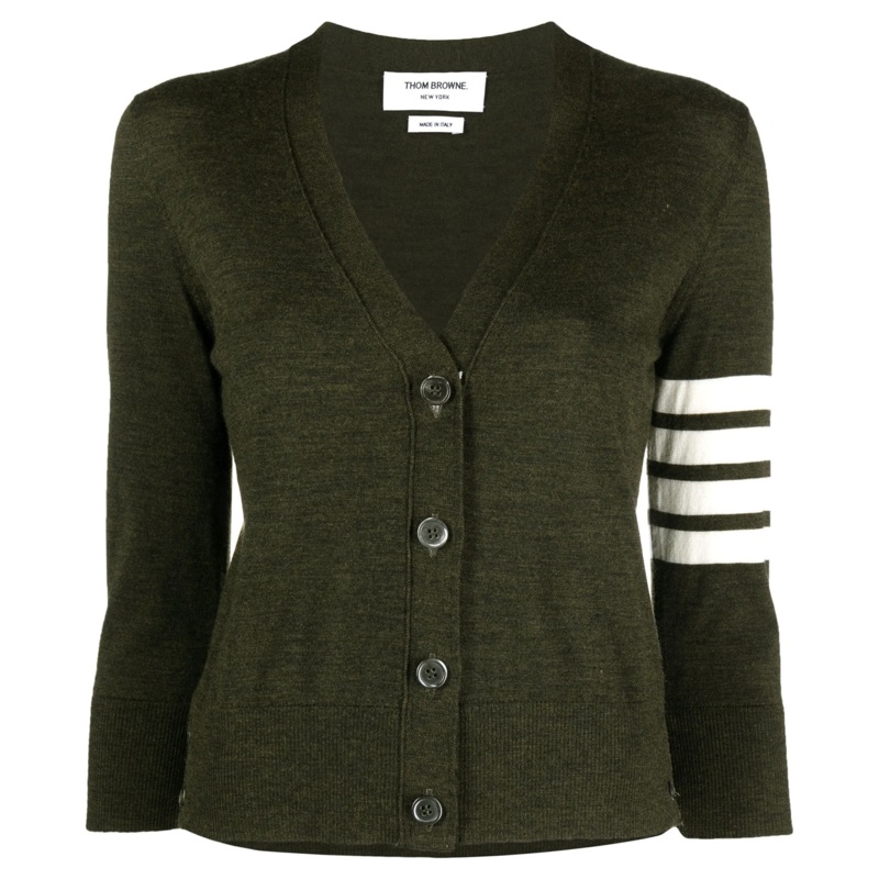 Fine Merino Wool 4-Bar Relaxed Fit Cardigan Women