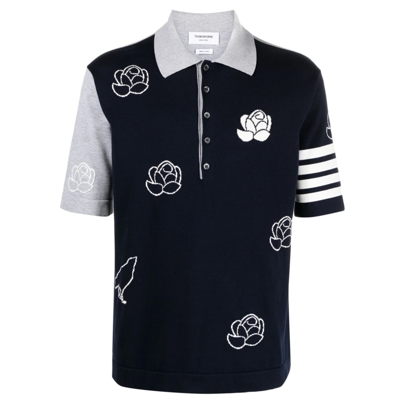 Funmix Cotton 4-Bar Rose And Raven Polo Men