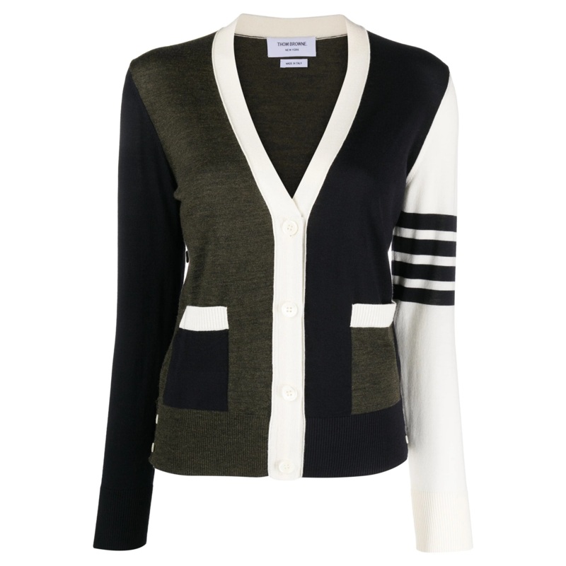 Funmix Fine Merino Wool 4-Bar Relaxed Fit Cardigan Women