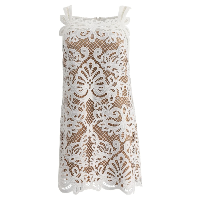 White Guipure Lace Mini Dress