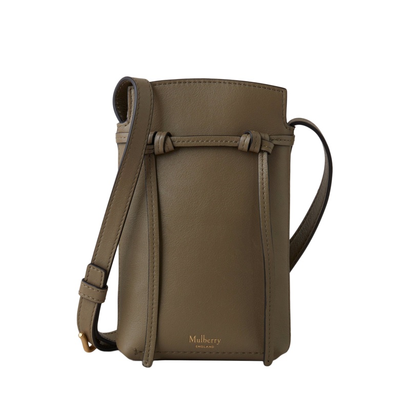 Clovelly Phone Pouch Linen Green Micro Classic Grain