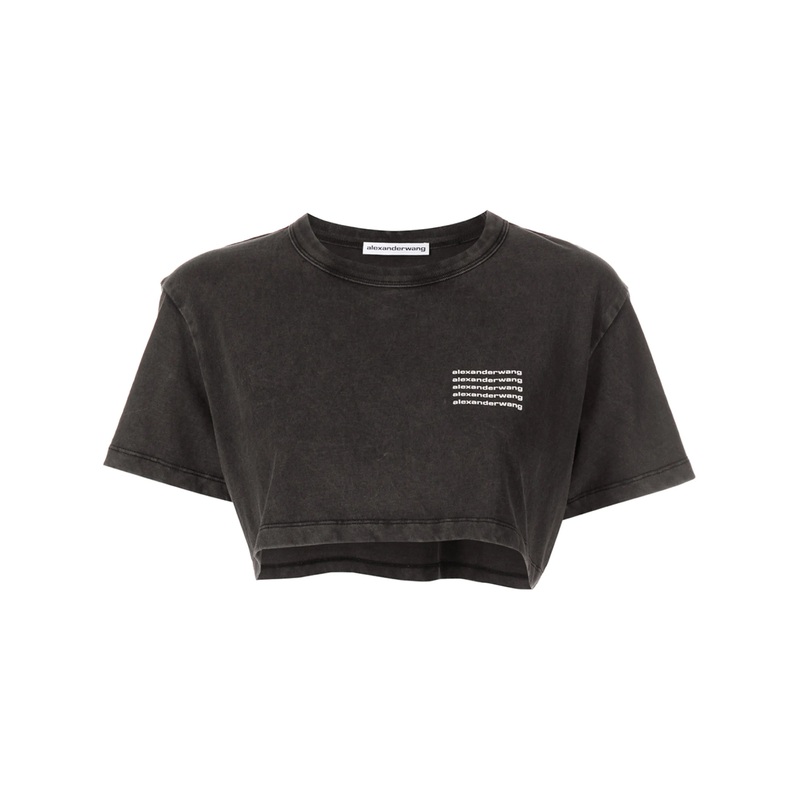 Crop Tee In Acid Wash Jersey