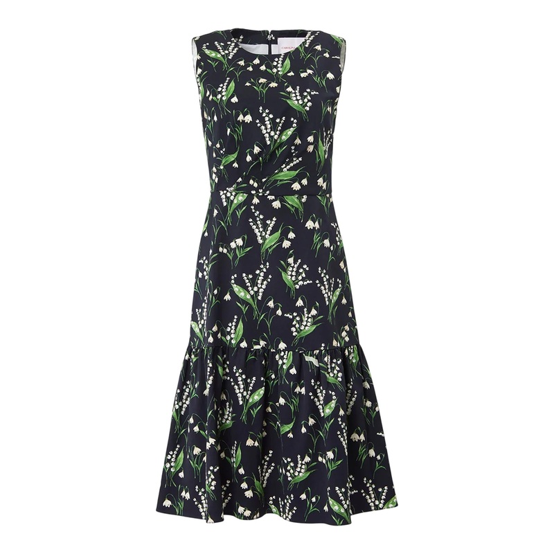 Floral-Print Flounce Hem Dress