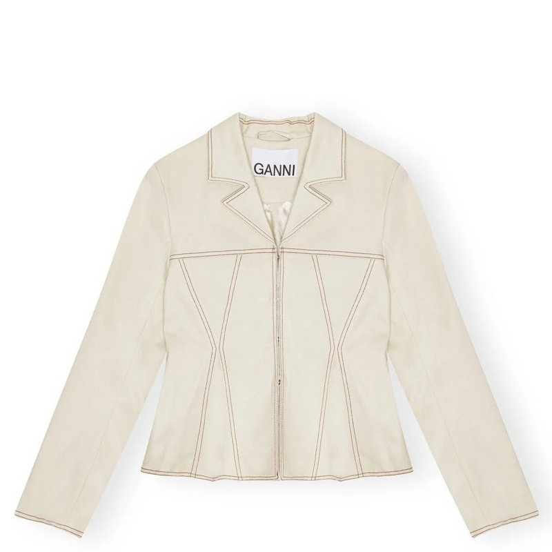 Herringbone Canvas Fitted Blazer