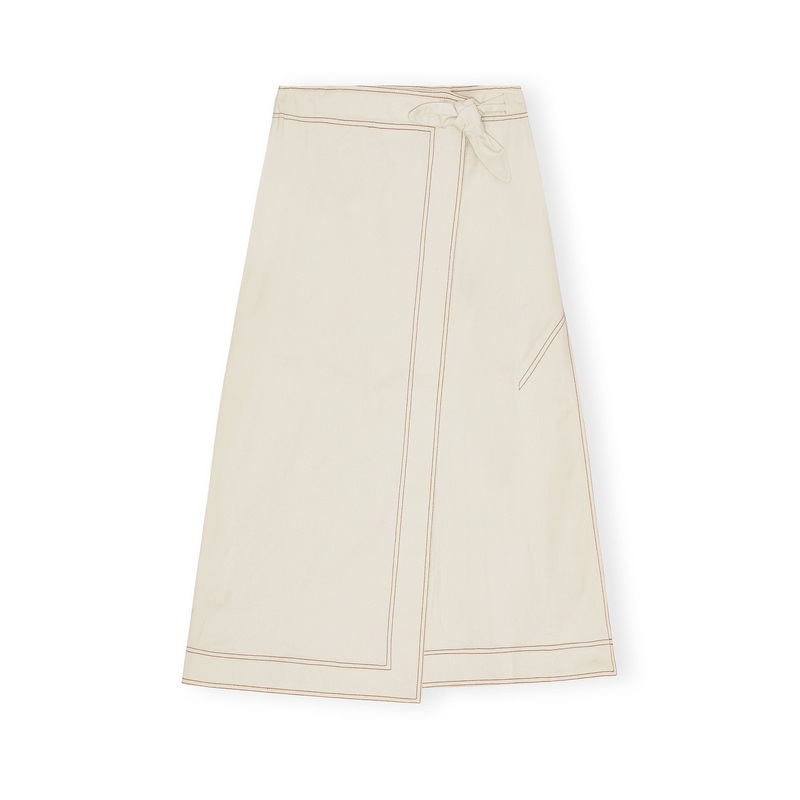 Herringbone Canvas Long Wrap Skirt