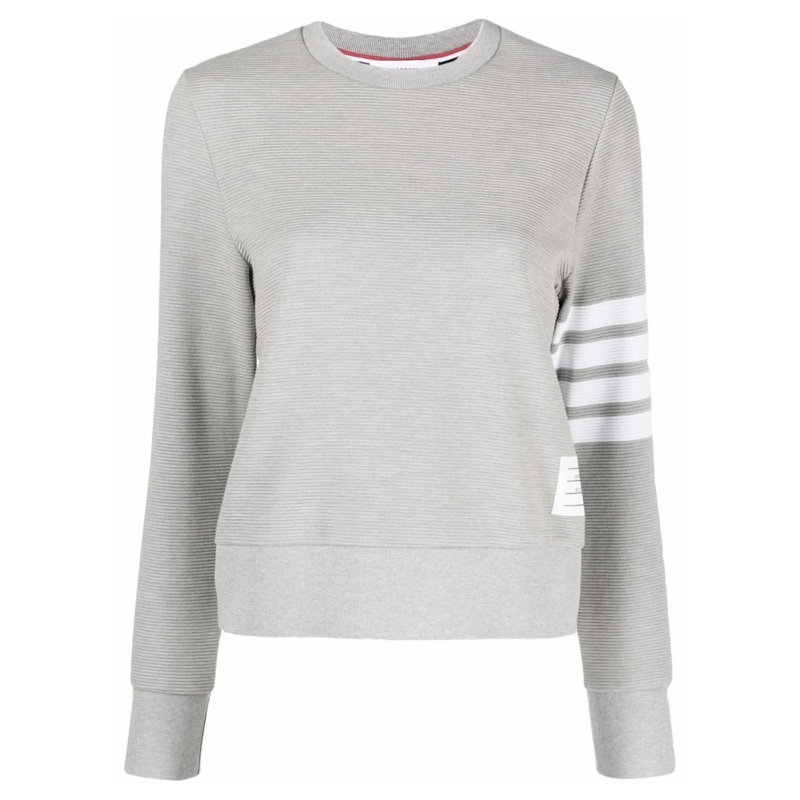 Light Grey Ottoman Rib 4-Bar Crew Neck Sweatshirt Women