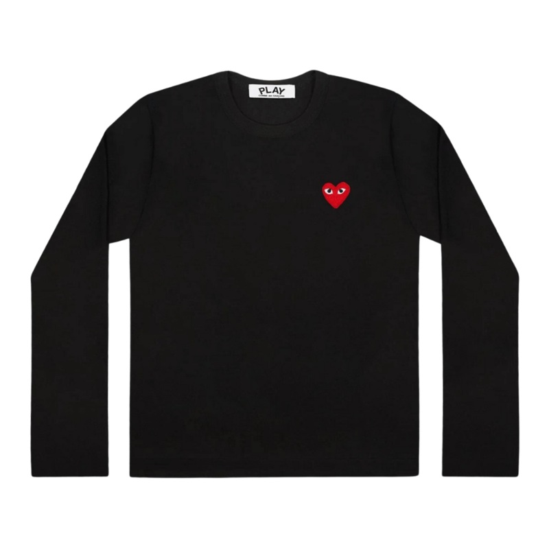 Long Sleeve Tee With Red Emblem Men