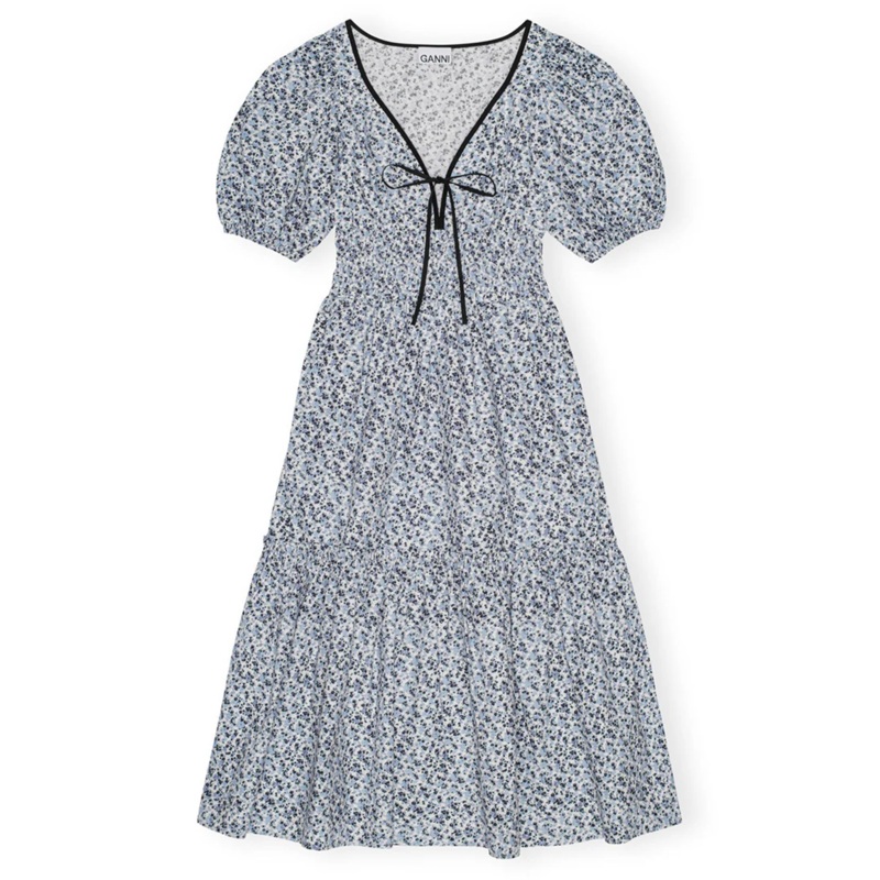 Printed Cotton Long Smock Dress