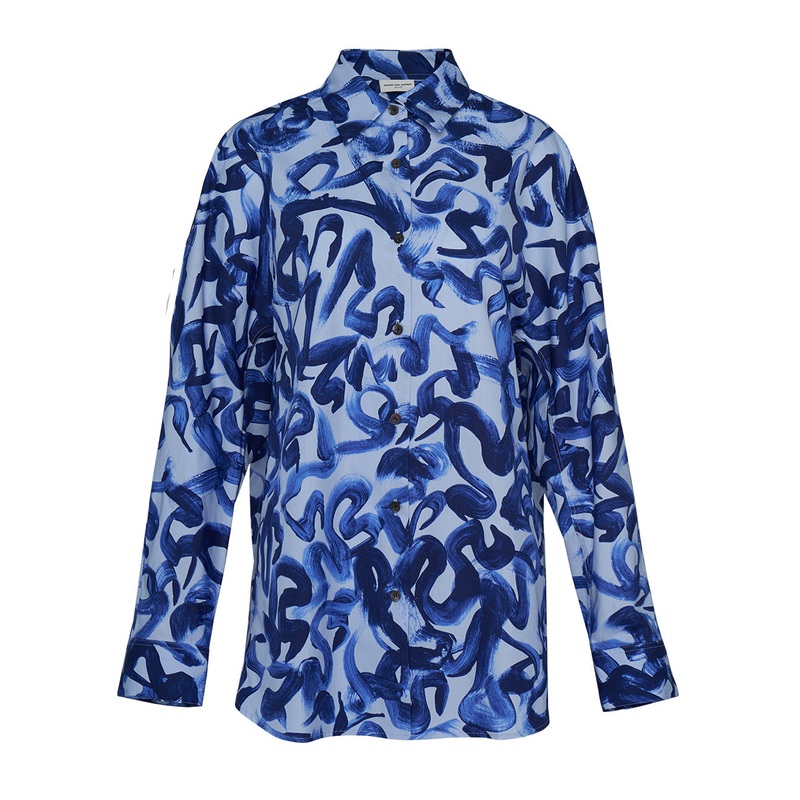 Swirl Print Highwisted Lux Cotton Shirt