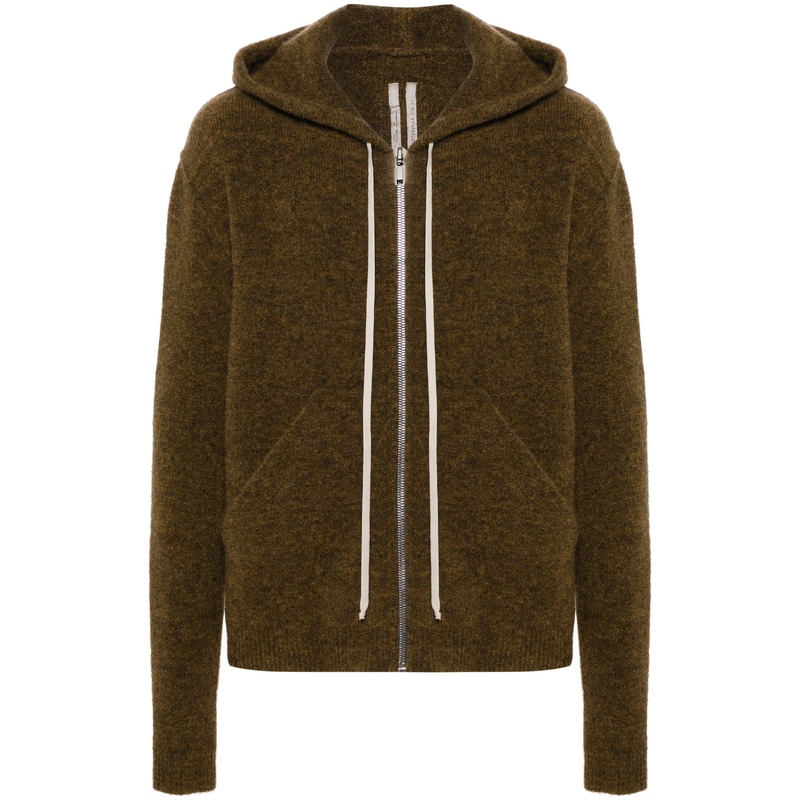 Zipped Hoodie Long Alpaca Knit