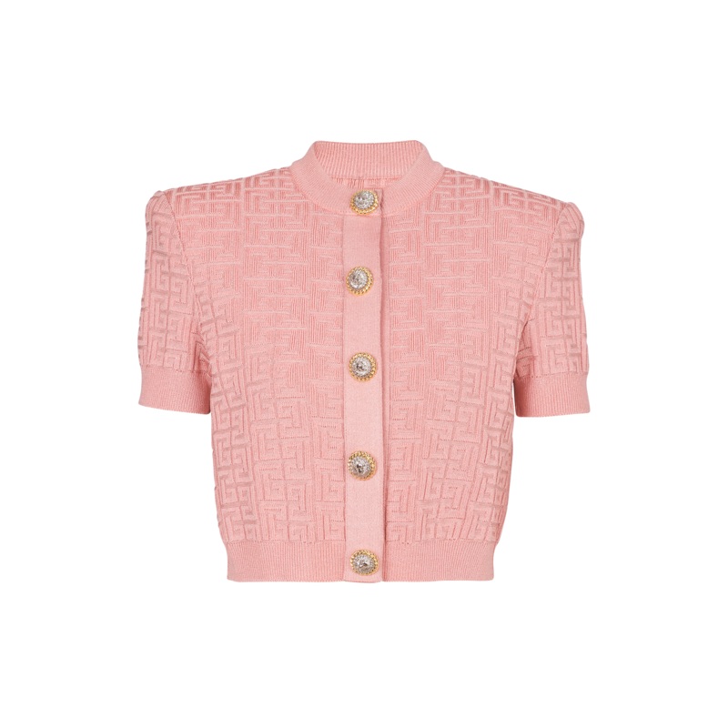 Buttoned Glittered Knit Cardigan