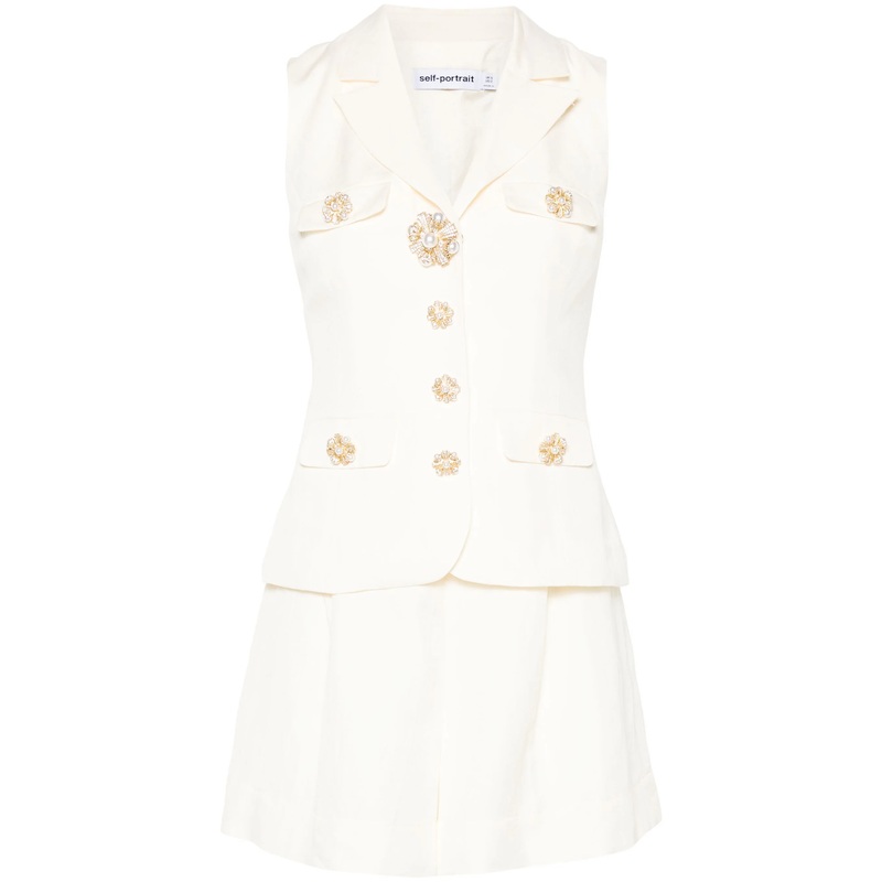Cream Linen Tailored Playsuit