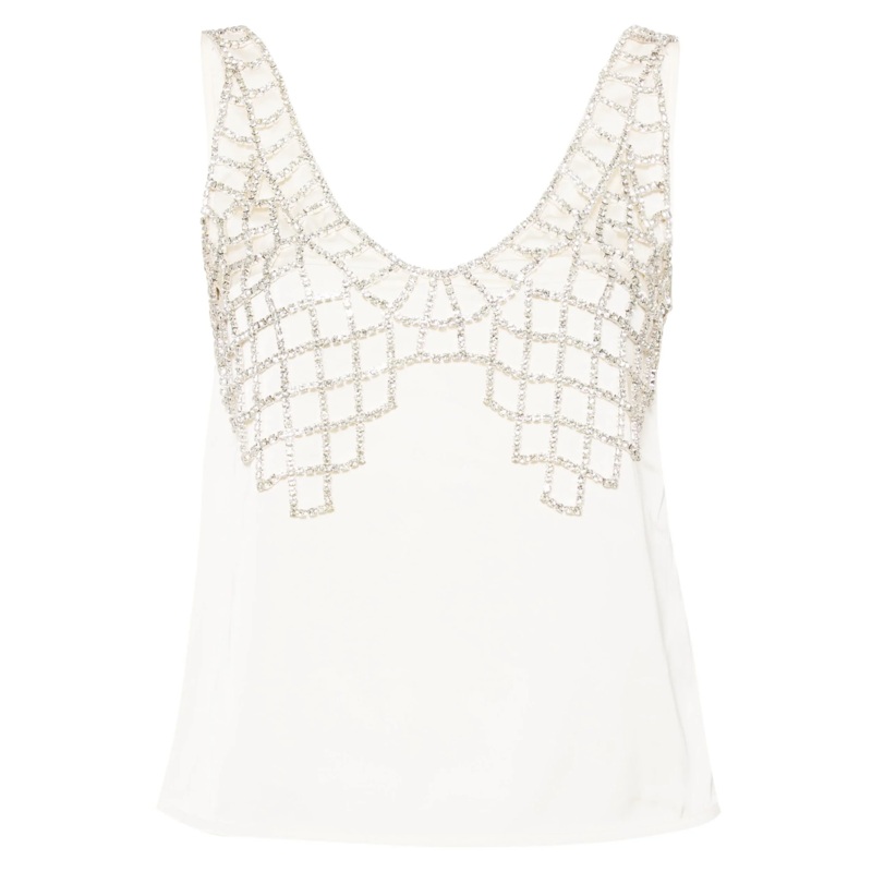 Cream Satin Diamante Bralette Top