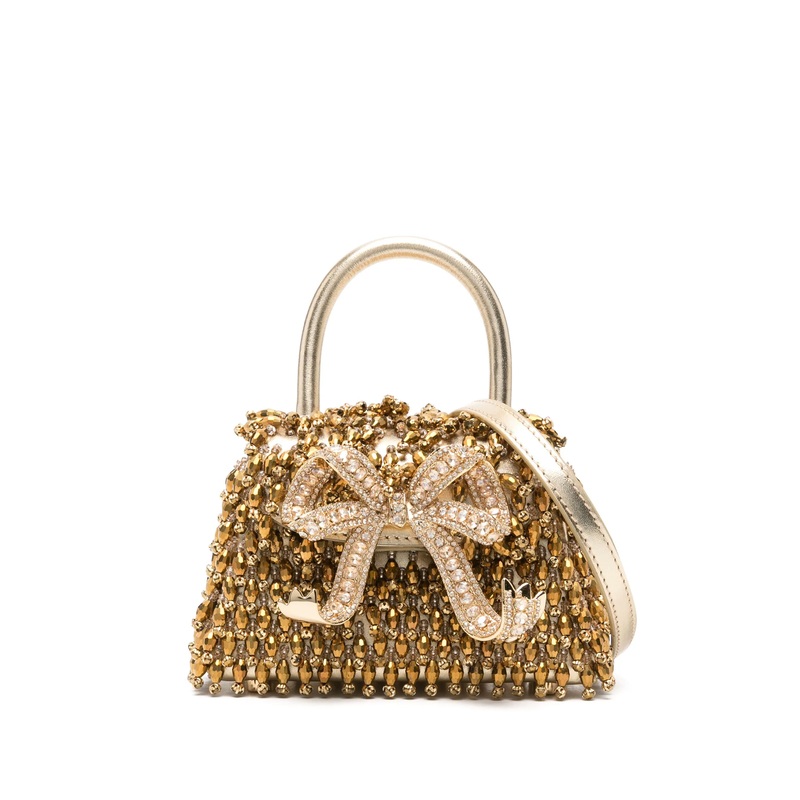 Gold Crystal Embroidery Micro Bag