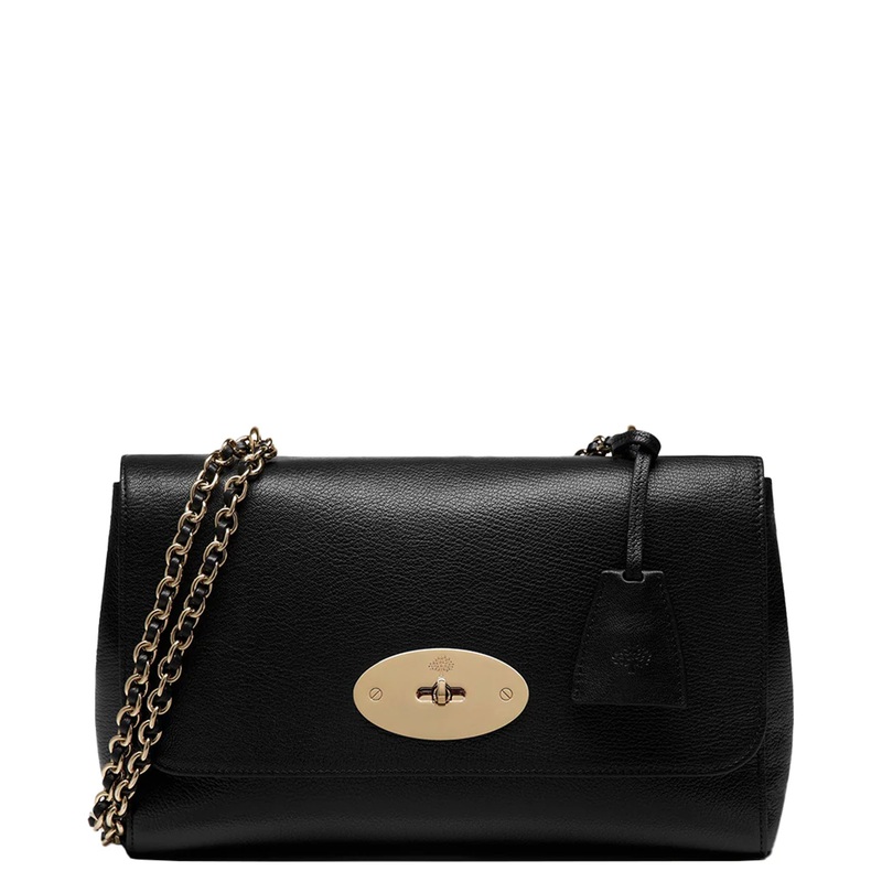 Medium Lily Black Glossy Goat Leather