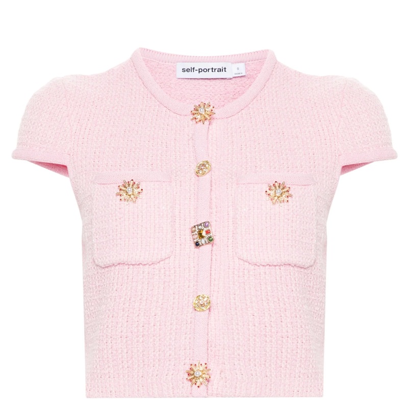 Pink Jewel Button Knit Top