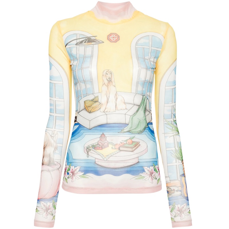 Womens Printed Mesh Top