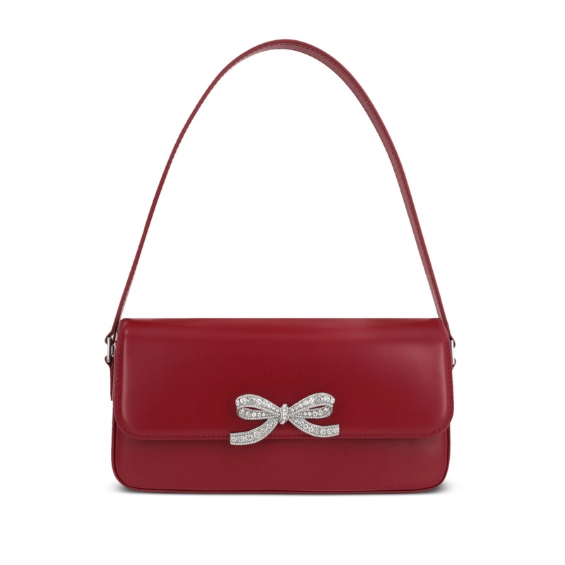 Burgundy Leather Baguette Bag