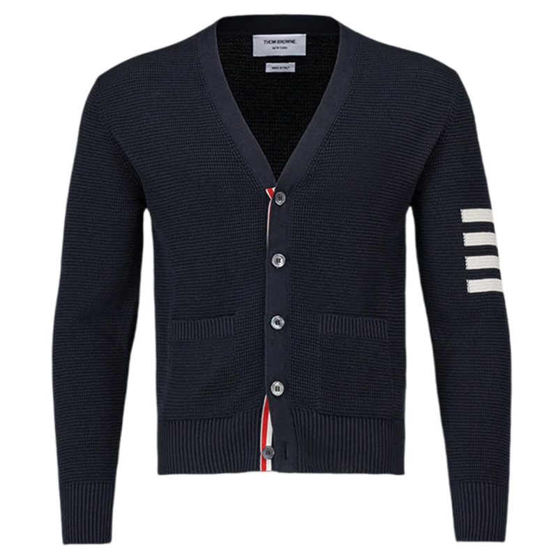 Linen Cotton 4-Bar Relaxed Fit Cardigan Men