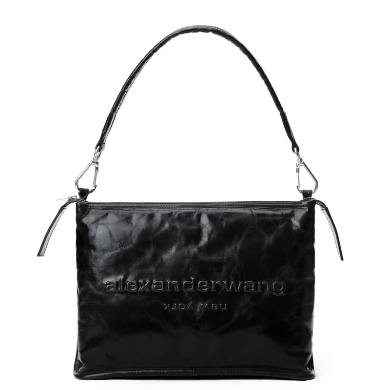 Punch Tech Shoulder Bag In Crackle Patent Leather