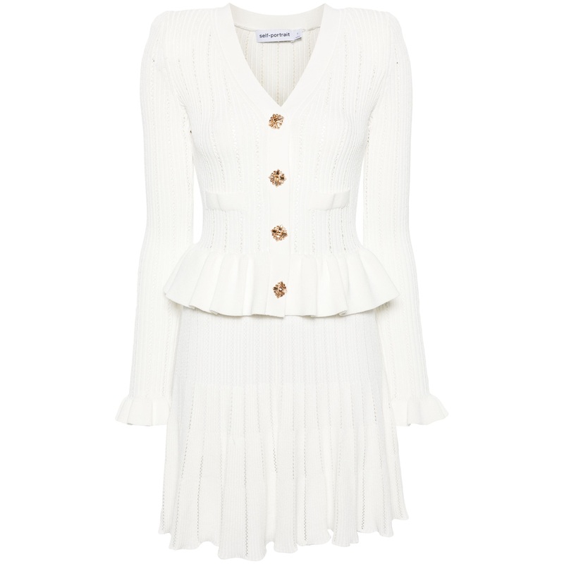 White Knit Peplum Mini Dress