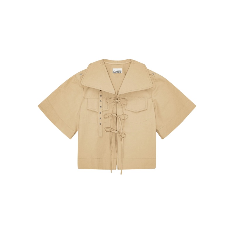 Classic Summer Suiting Cowl Neck Blouse