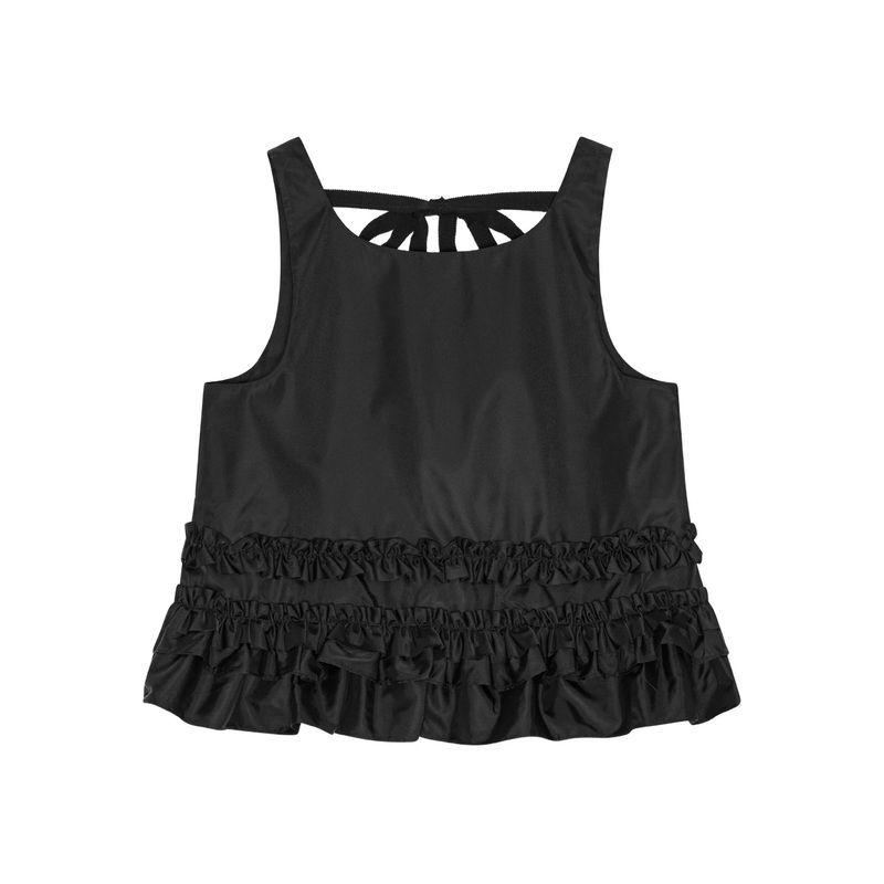 Duchesse Nylon Open Back Frill Top