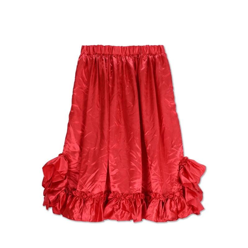 Ruffle-Hem Satin Skirt