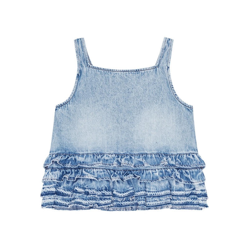 Soft Rigid Denim Frill Top