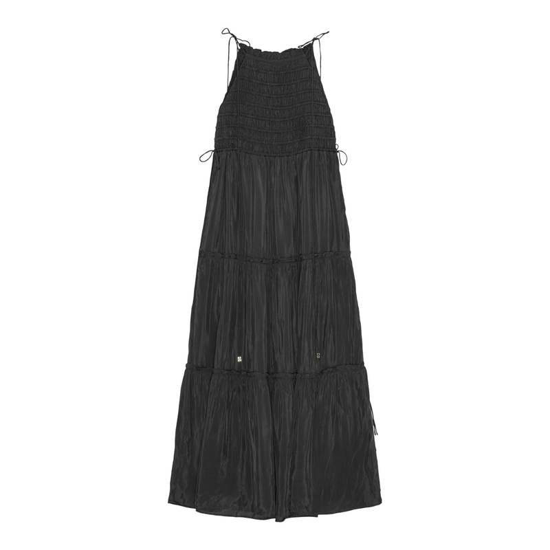 Viscose Habotai Maxi Smock Tie Dress