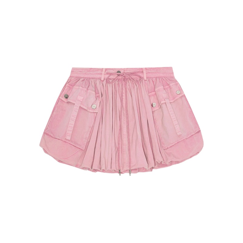 Washed Stretch Cotton Mini Bubble Skirt
