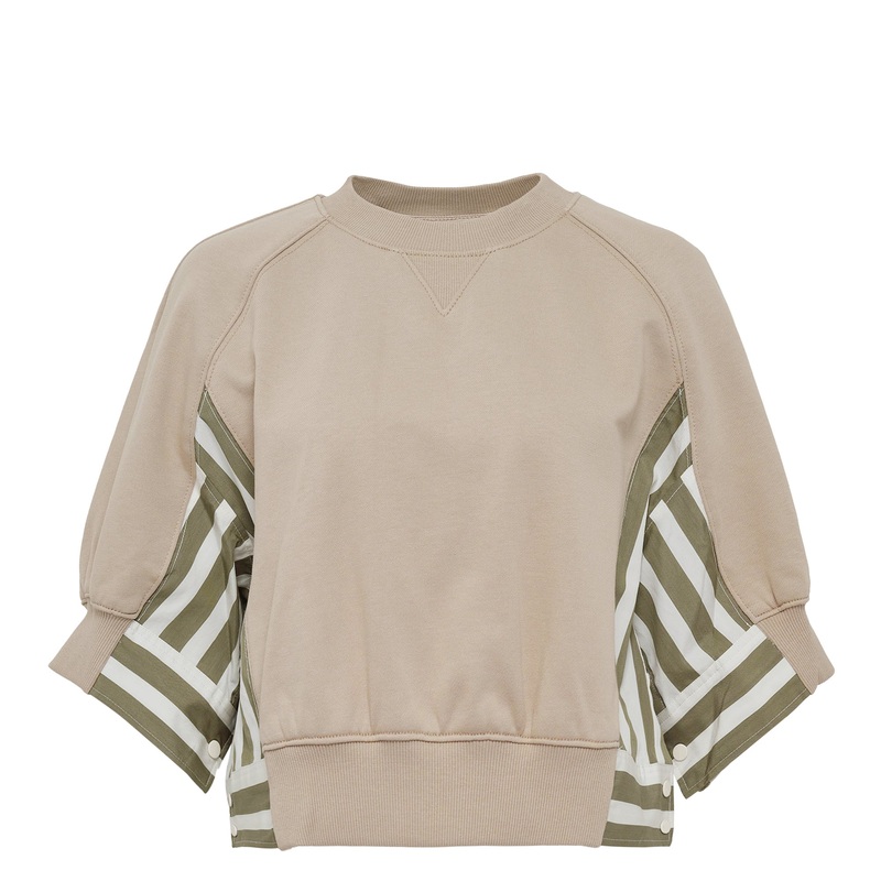 3/4 Sleeve Cropped Combo Sweatshirt