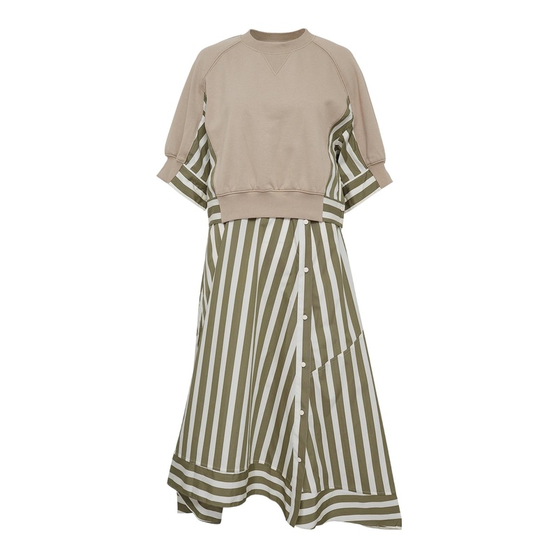 3/4 Sleeve Sweatshirt Combo Dress