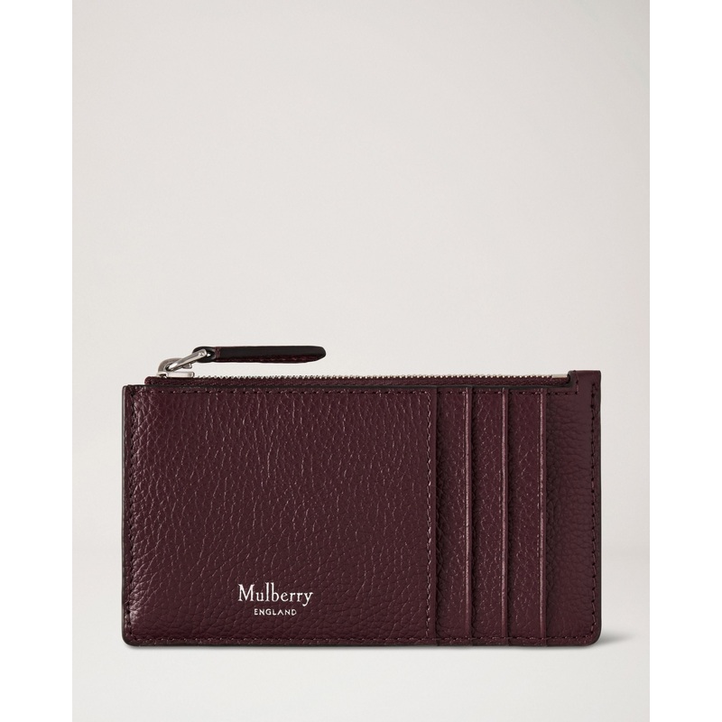 Continental Zipped Long Card Holder Black Cherry Small Classic Grain