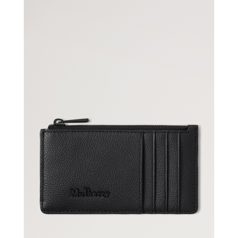 Farringdon Long Zipped Credit Card Holder Black Small Pebble Grain