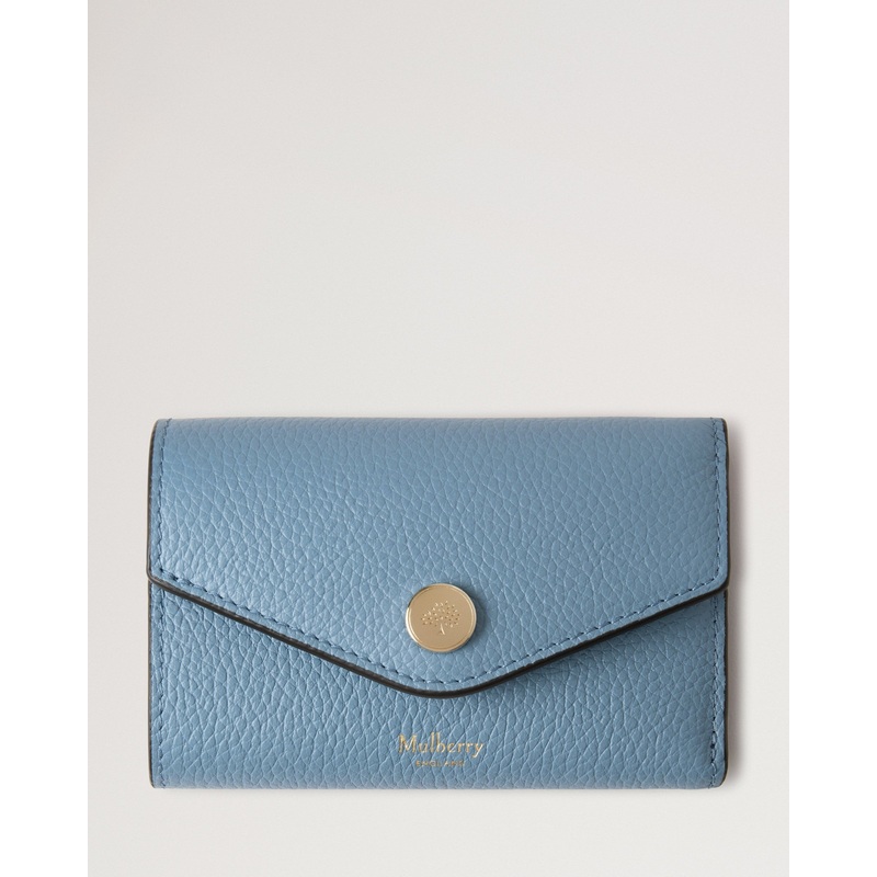 Folded Multi-Card Wallet Brighton Blue Small Classic Grain