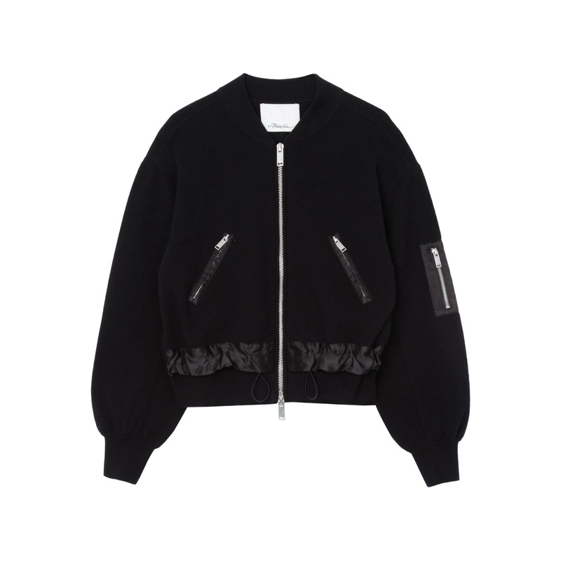 Knit Layered Bomber Jacket