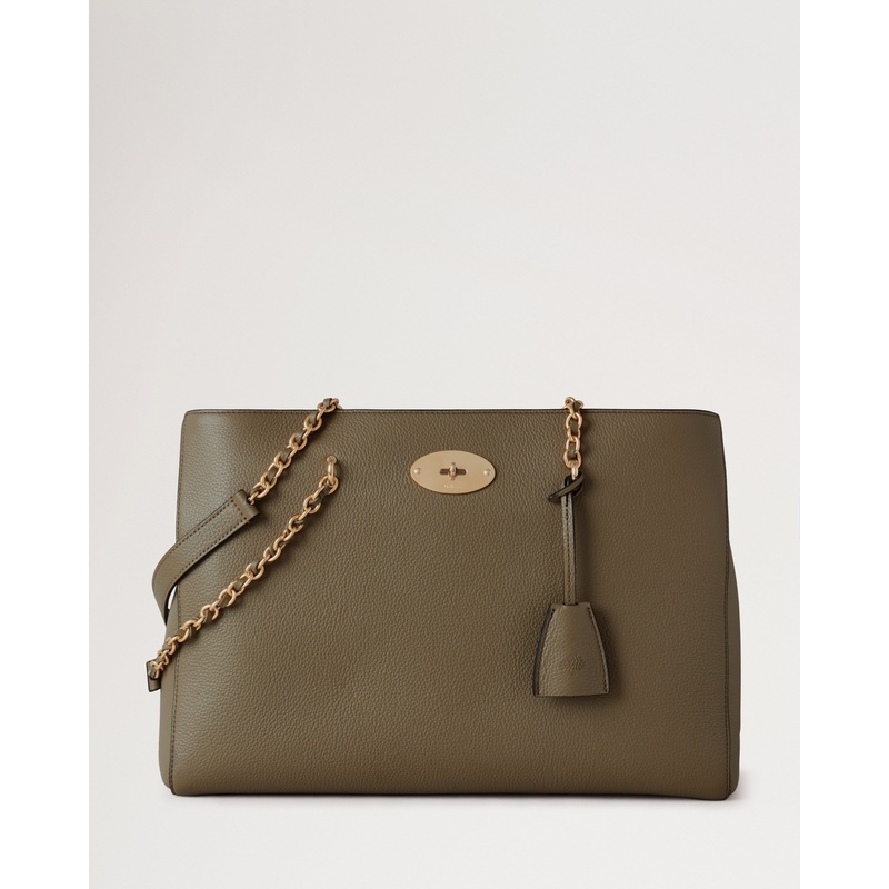 Lily Chain Tote Linen Green Small Classic Grain