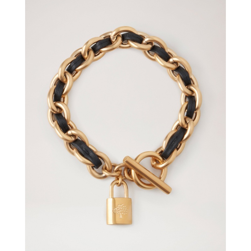 Lily Leather Chain Bracelet Medium Black Leather & Metal